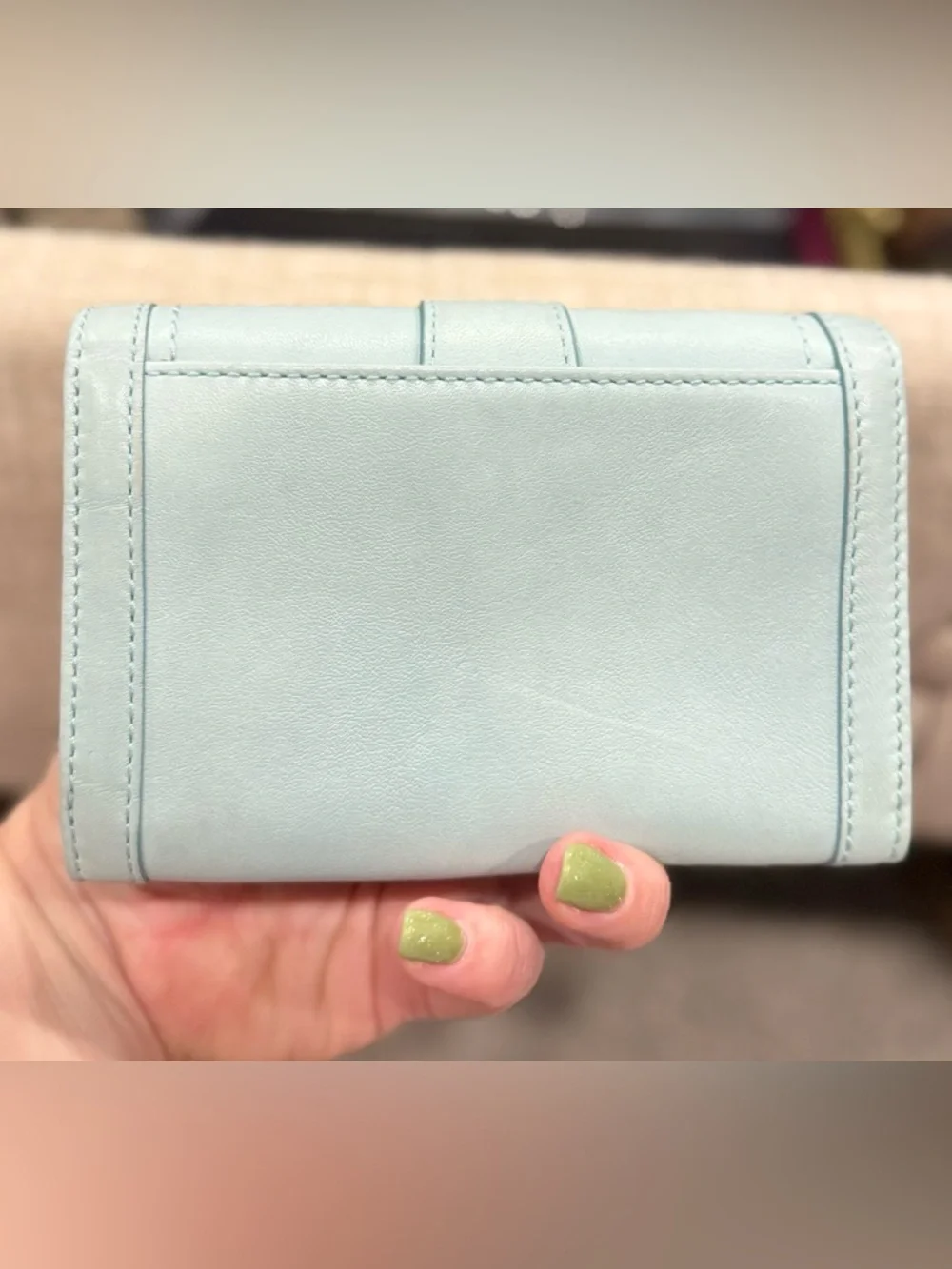 Coach Y2K Soho Silver Buckle Smooth Leather Mint/Sea Foam Folding Snap Wallet - Picture 8 of 12